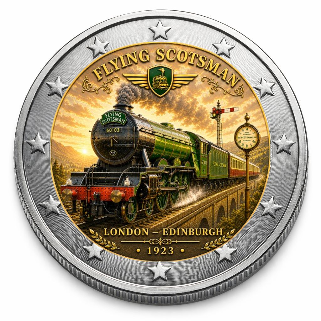 2 Euro Münze coloriert "Flying Scotsman" 2026