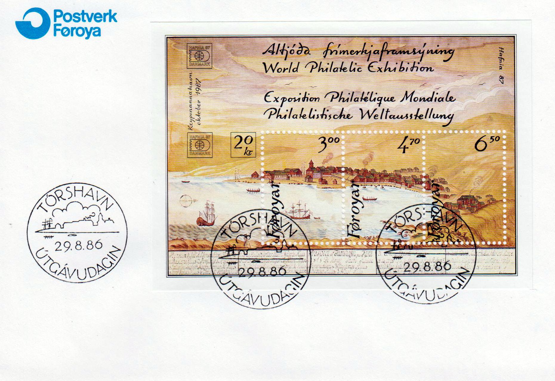 Block: Intern. Briefmarkenausstellung HAFNIA 87, Kopenhagen 1986