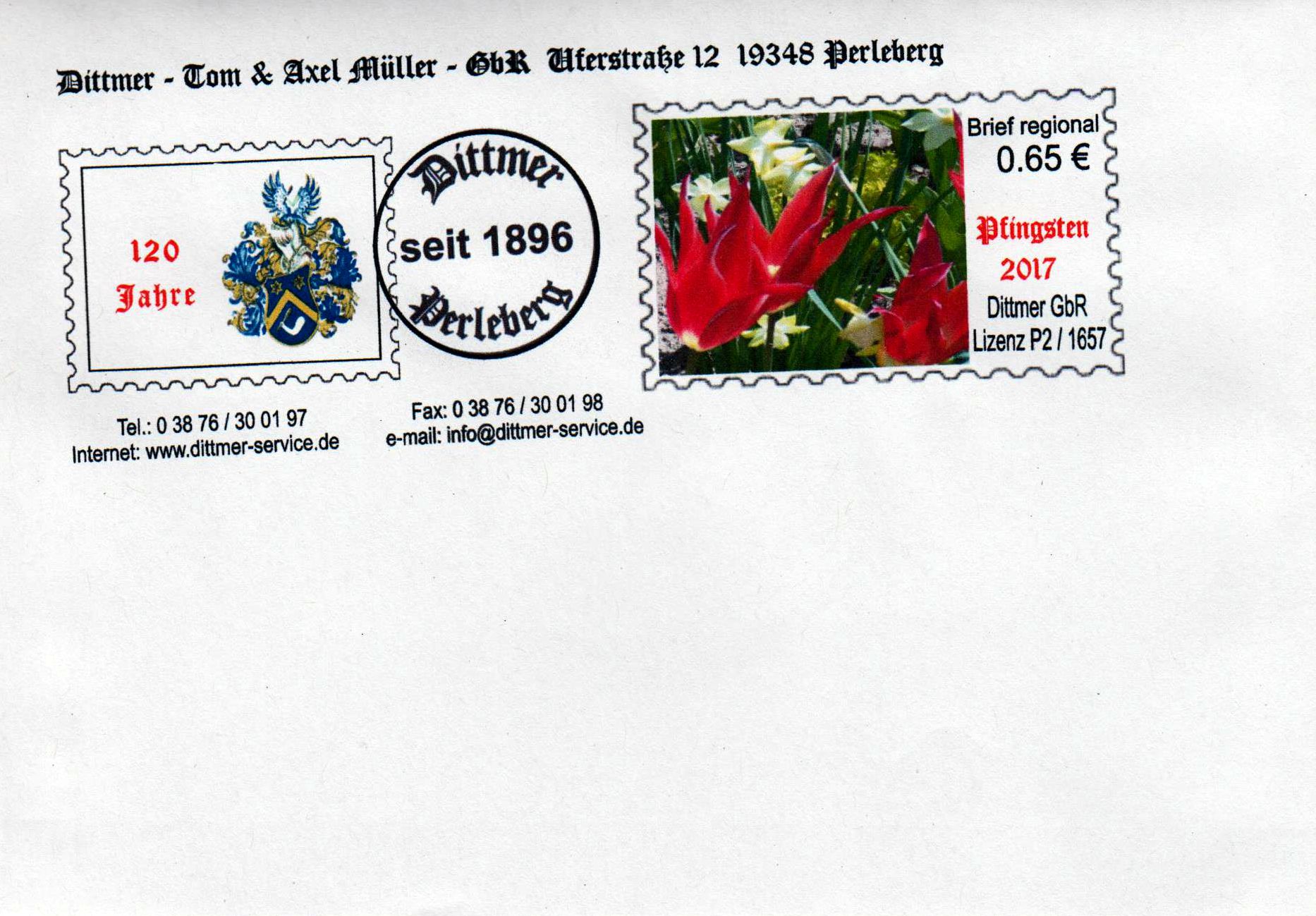 Pfingsten 2017, 0.65 €, C6 Kuvert