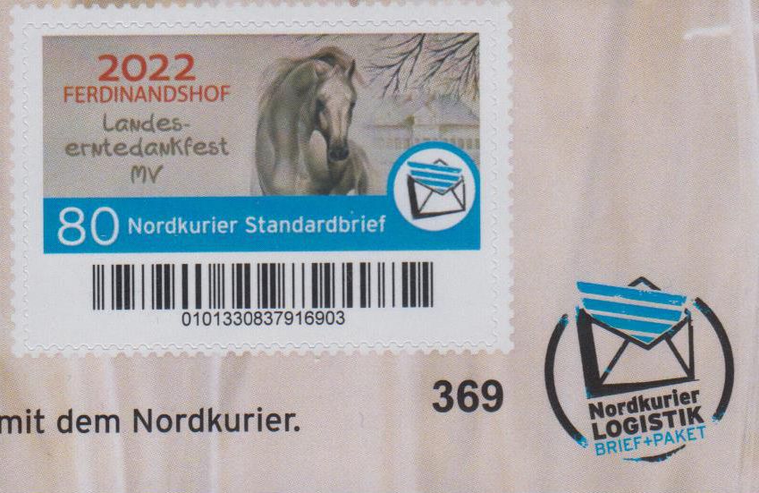 Landeserntedankfest 2022, Eckrandstück mit schwarzer Bogenrand-Zählnummer