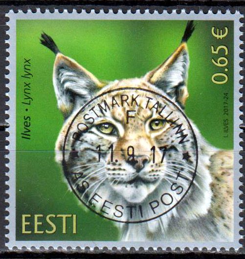 Estnische Fauna, Luchs, gestempelt