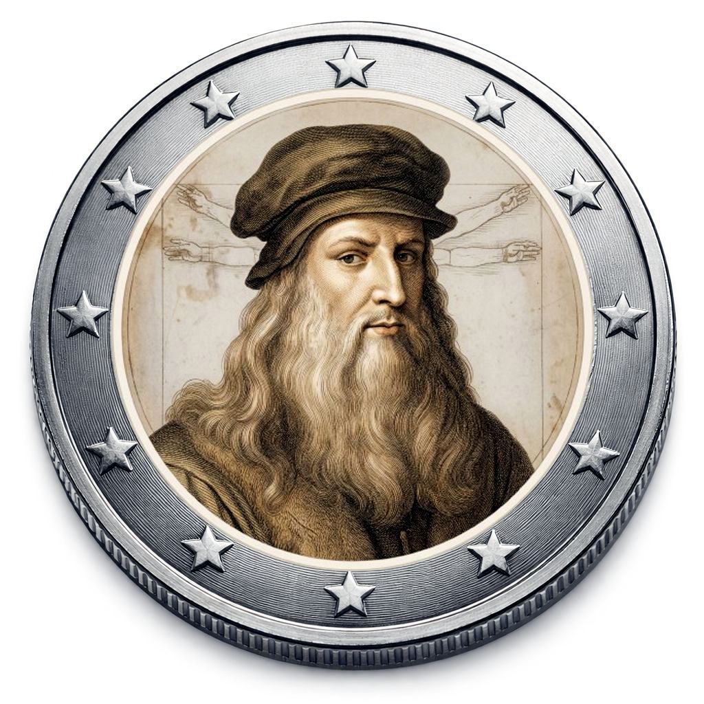2 Euro Münze coloriert "Leonardo da Vinci -  Selbstporträt" 2026