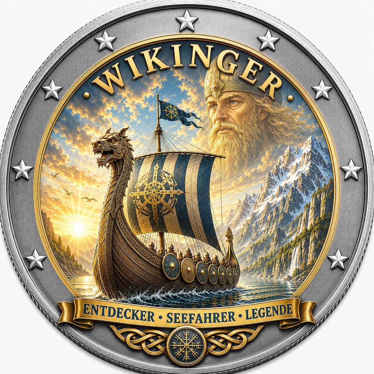 2 Euro Münze coloriert "Wikinger" 2026