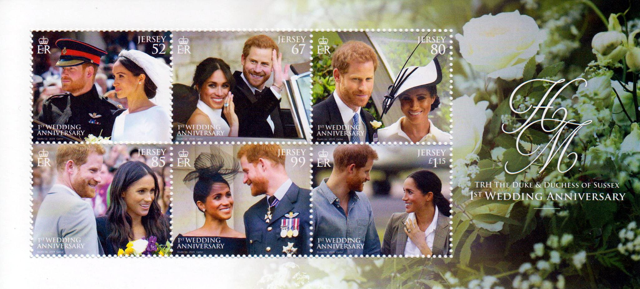 Block: 1.Hochzeitstag Harry und Maghan, 6 Marken