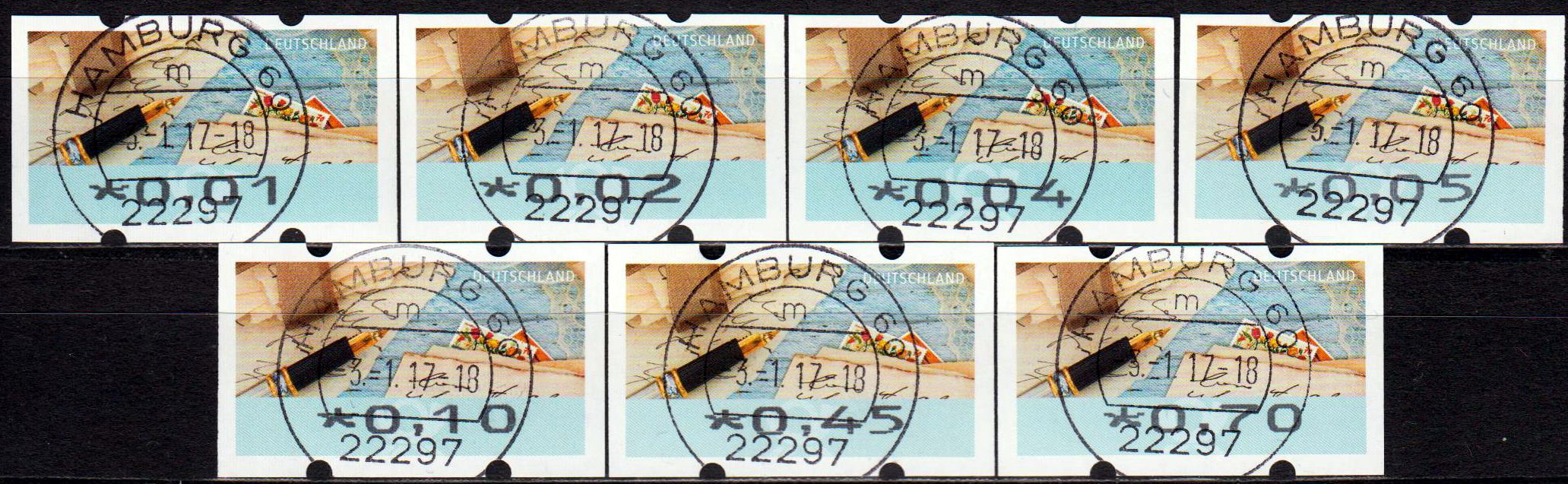Briefe schreiben, Restwertesatz mit rückseitiger Nr., E-Tagesstempel Hamburg