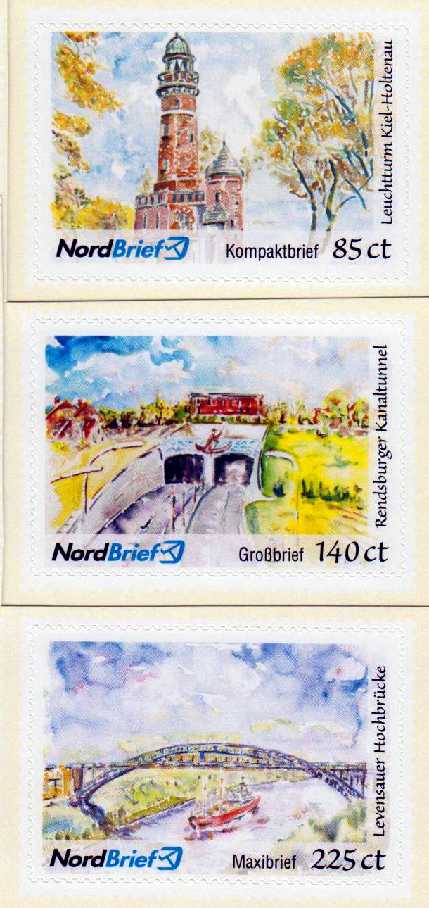 Aquarelle - Leuchtturm, Kanaltunnel, Hochbrücke 2016 sk