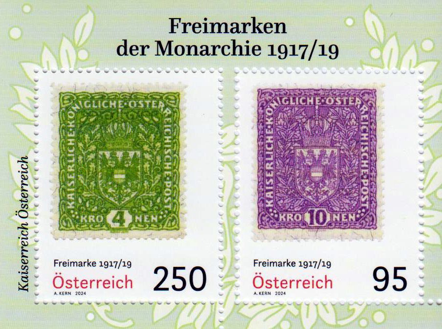 Block: Freimarken der Monarchie 1917/19