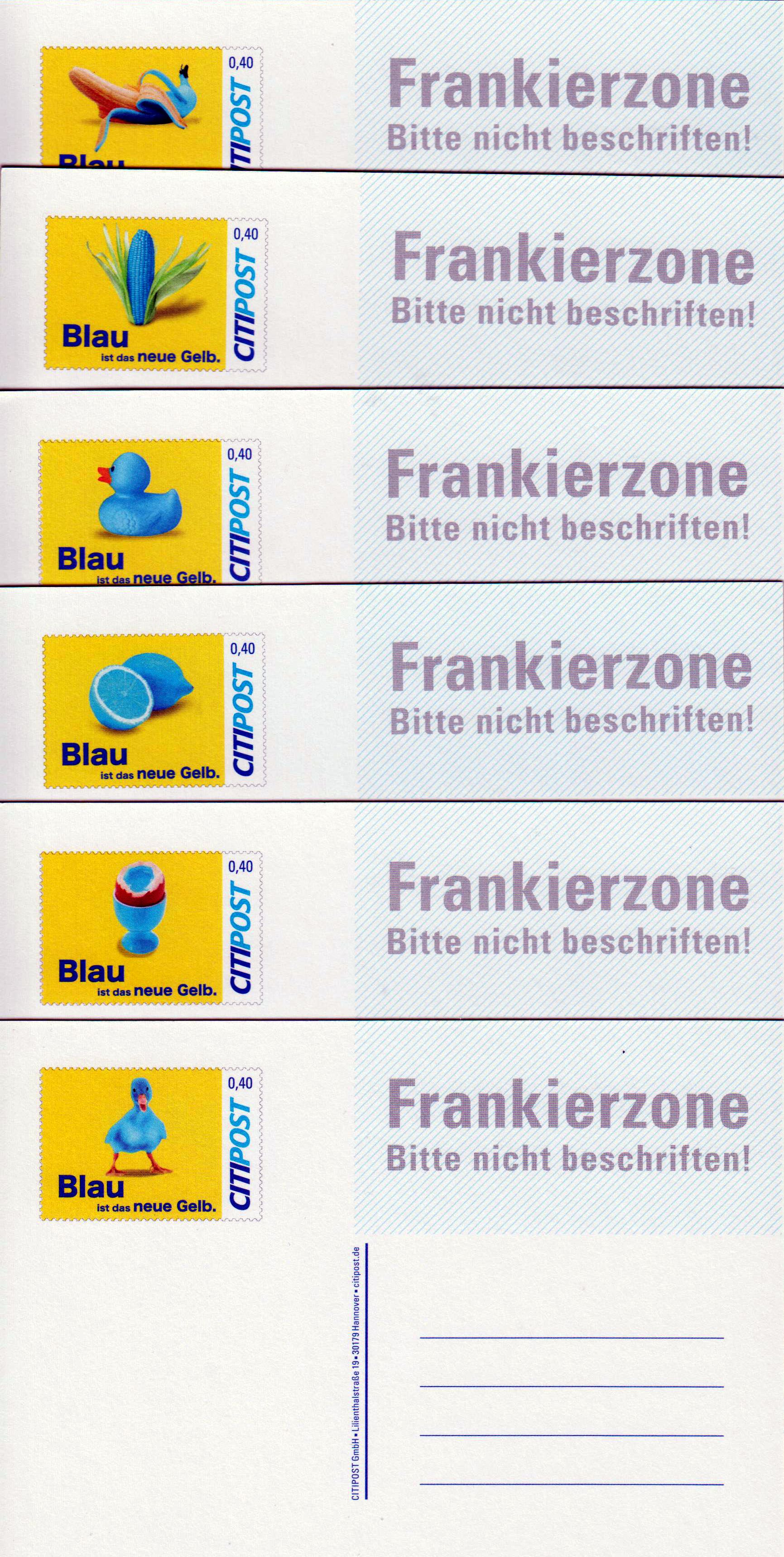 Blau ist das neue Gelb, gestempelt