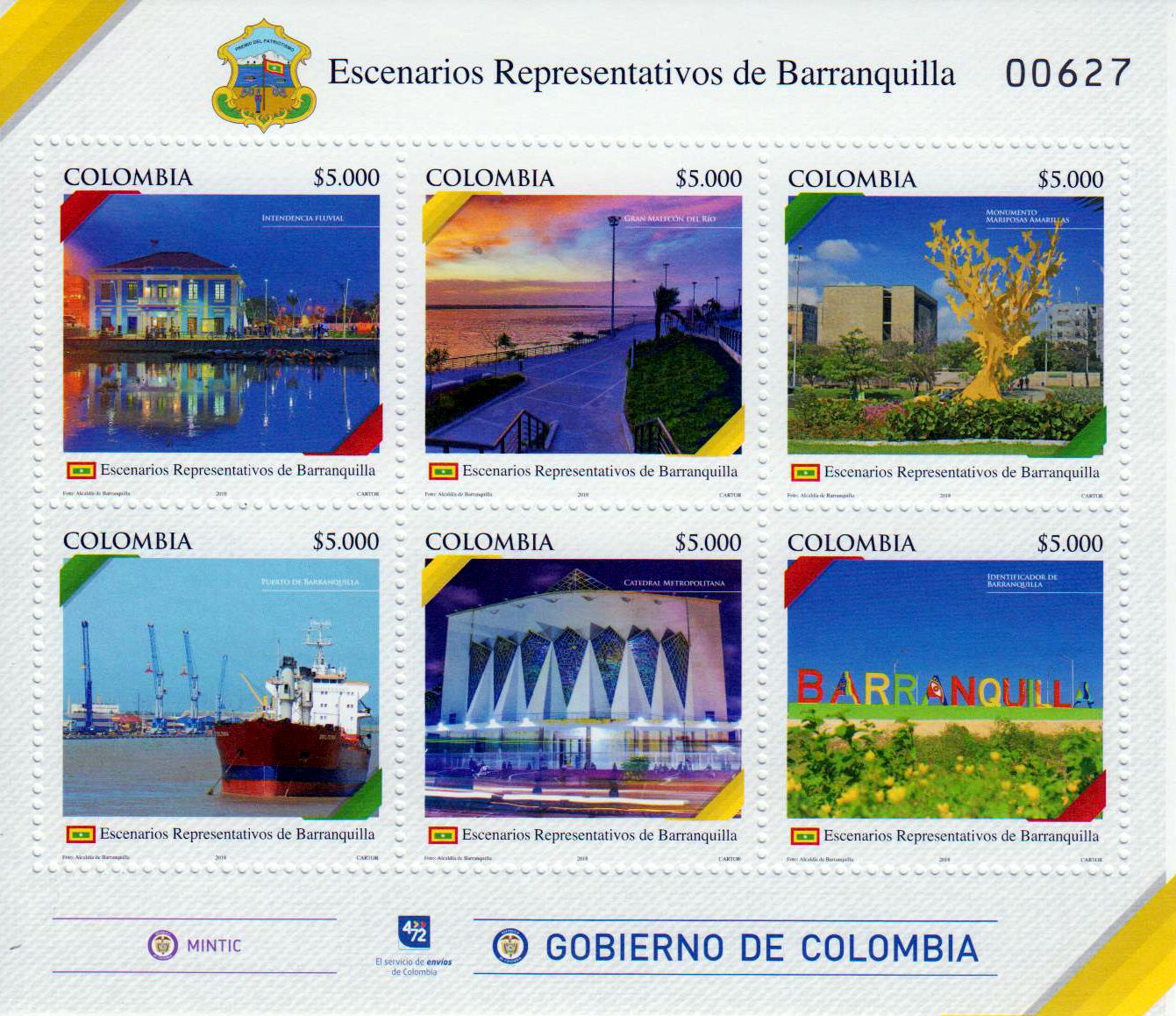 Block: Szenarien von Barranquilla,  Schiff, Landschaft