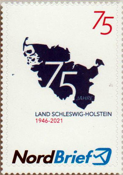 75 Jahre Land Schleswig-Holstein 2021, gestempelt
