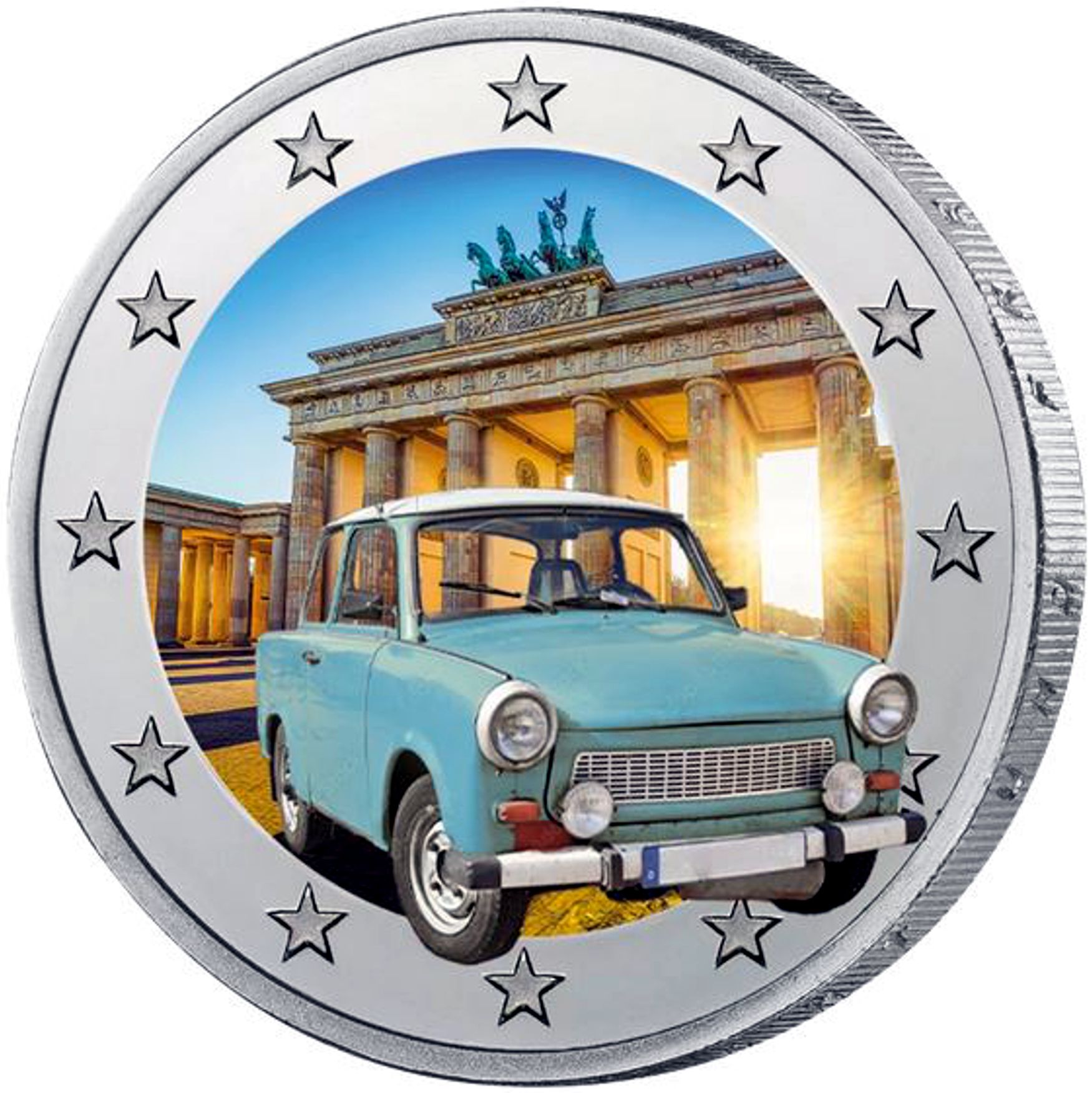 2 Euro Münze coloriert "Trabi" 2025