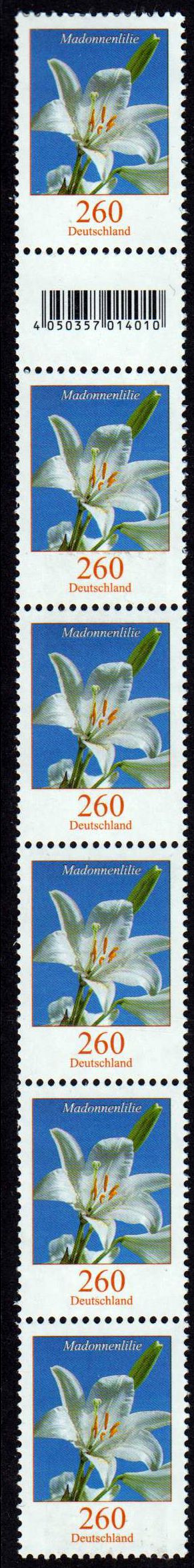 Madonnenlilie ND 2017 6er Streifen Rollenanfang EAN Code 014010