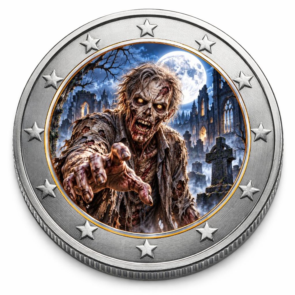 2 Euro Münze coloriert "Dark Legends II -  Zombie" 2026