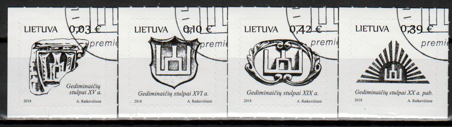 Gedimino stulpai 2018, Symbole Lettlands, sk , gestempelt