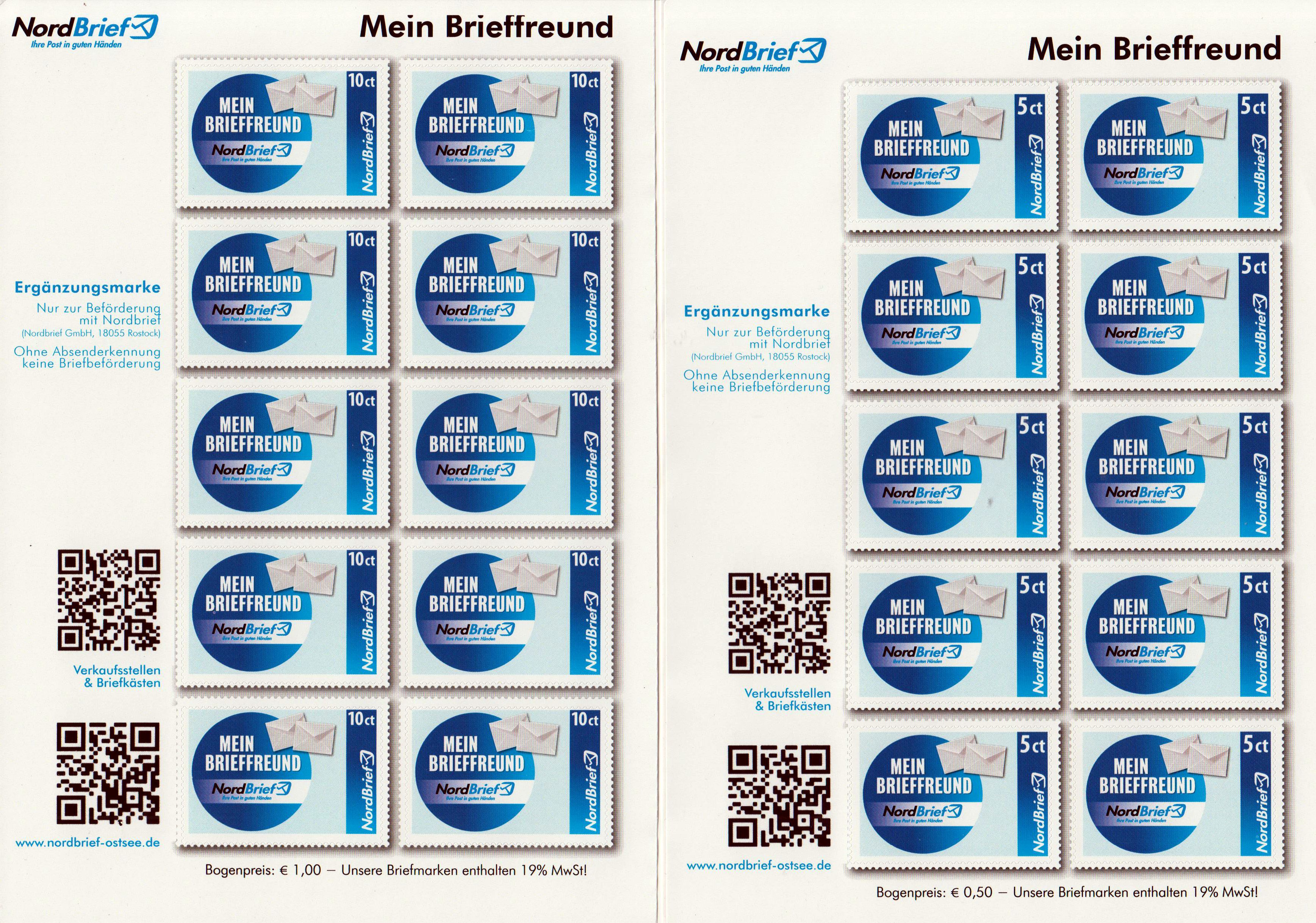 Mein Brieffreund 2019, Ergänzungswerte zu 5 und 10 Cent