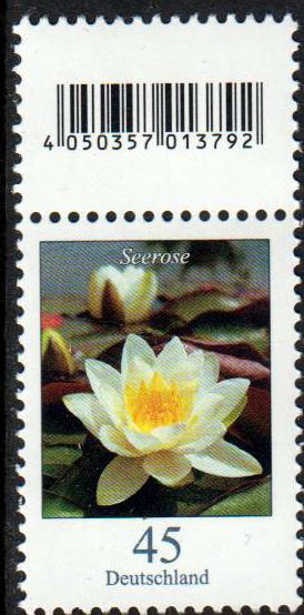 Dauer Blume, Seerose, 45er, ohne Nummer, aber mit anhäng. Codemarke