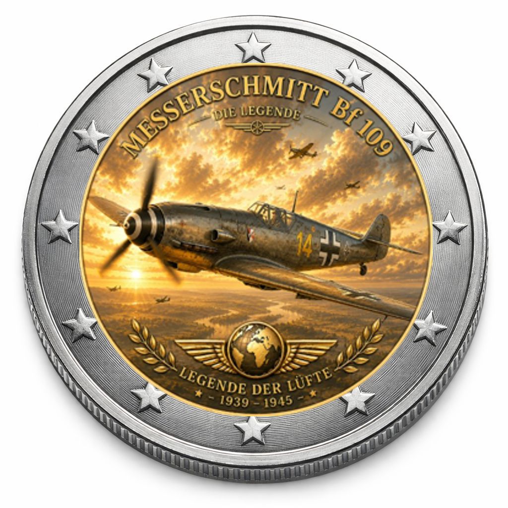 2 Euro Münze coloriert "Messerschmitt Bf 109" 2026
