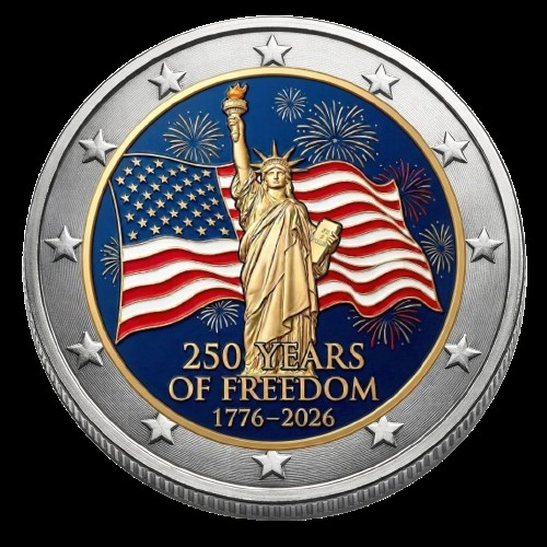 2 Euro Münze coloriert 250 Years of  Freedom - USA 2026