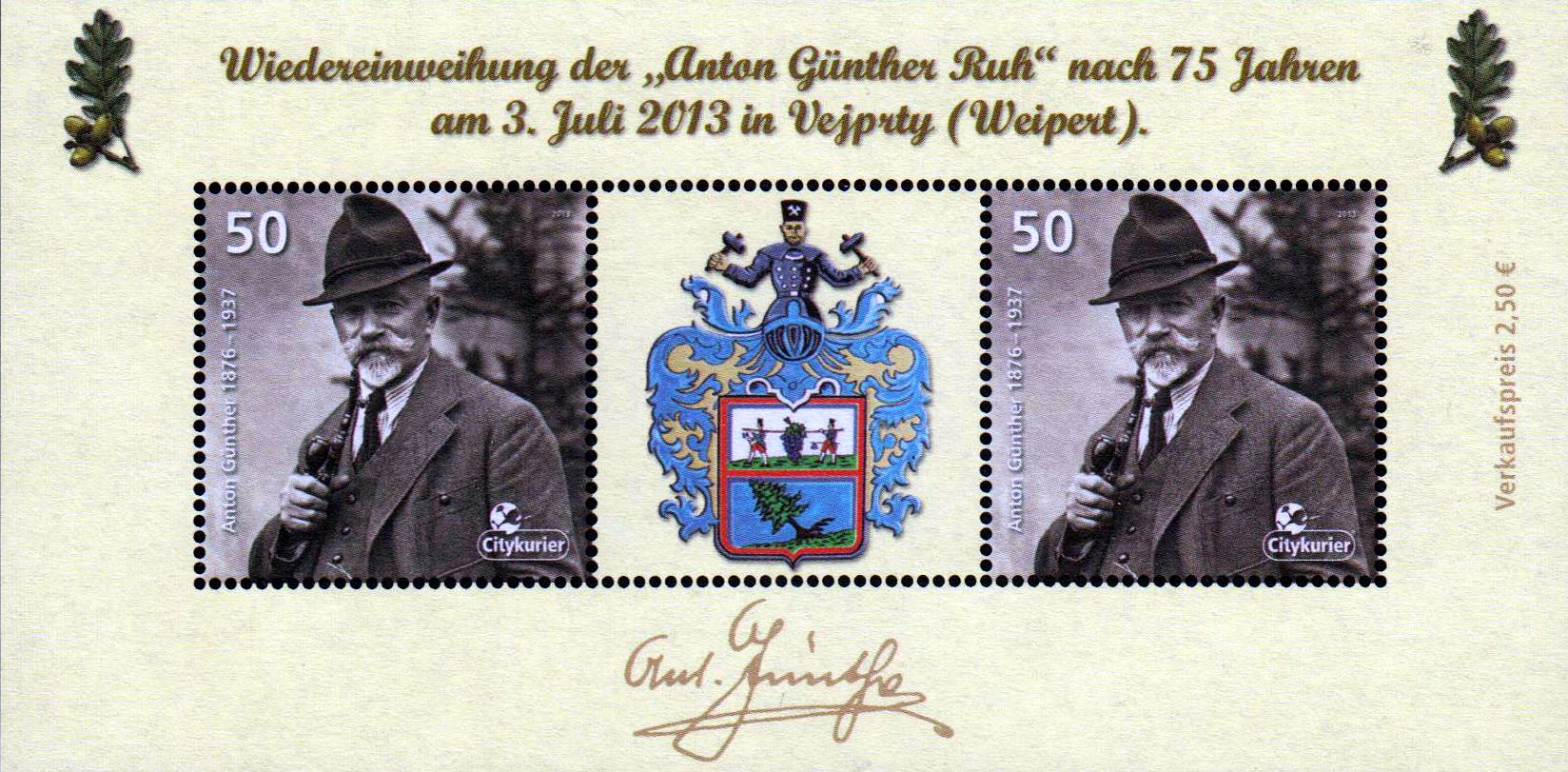 Block: Wiedereinweihung der Anton Günther Ruh, Nachdruck 2014 SELTEN!!