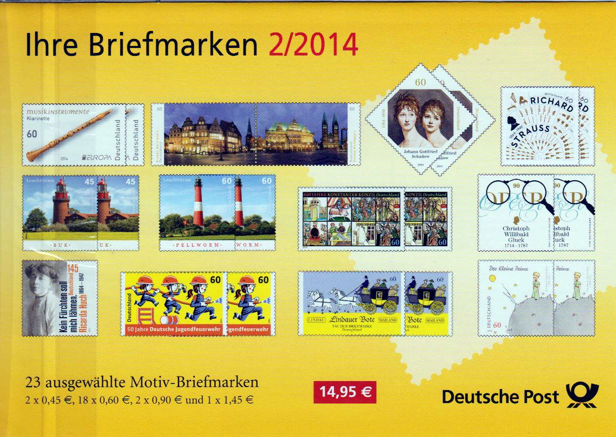 Präsentationspack: Ihre Briefmarken 2/2014, 23 Motiv-Briefmarken aus 2014