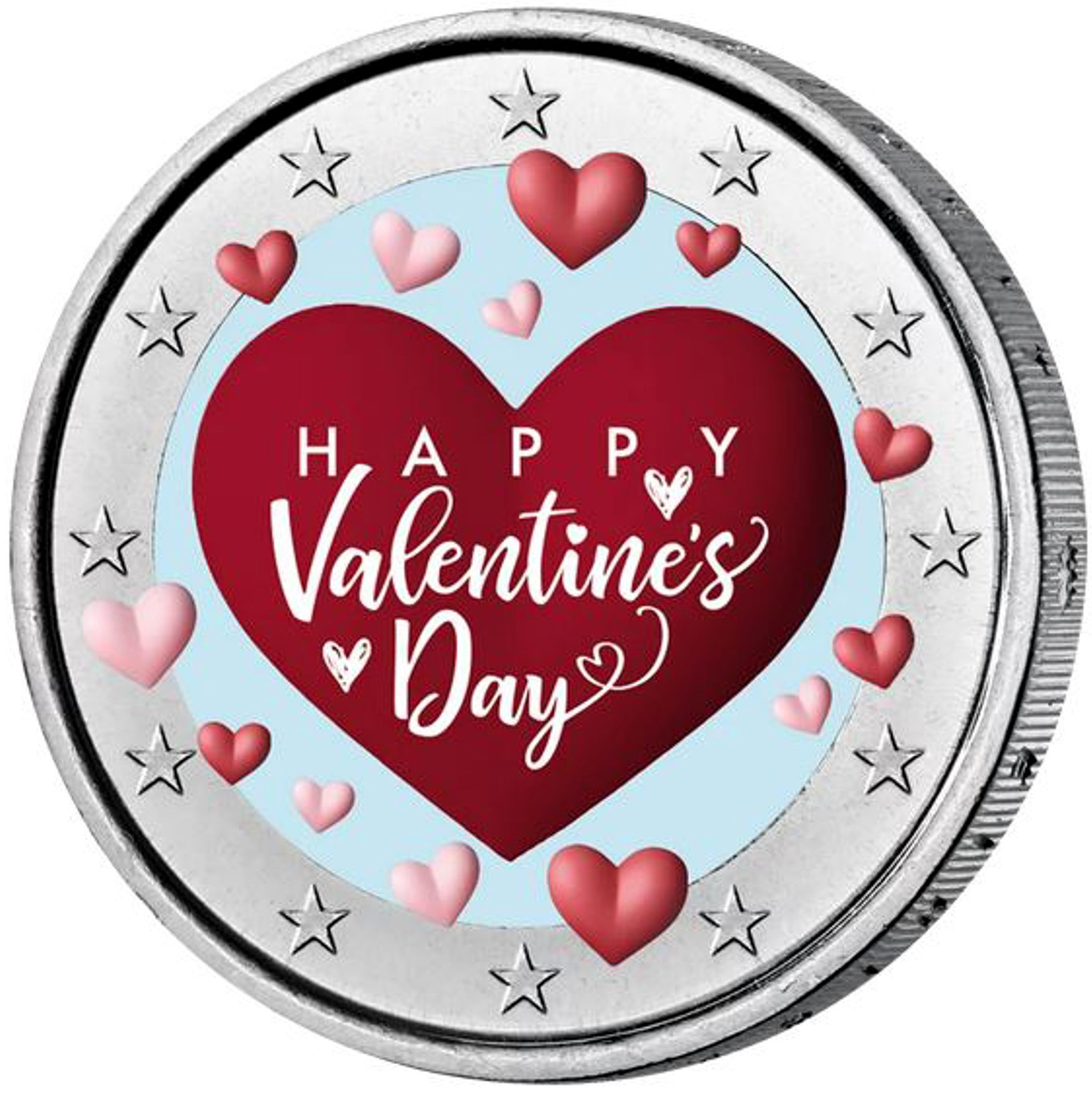 2 Euro Münze coloriert "Valentinstag" 2026