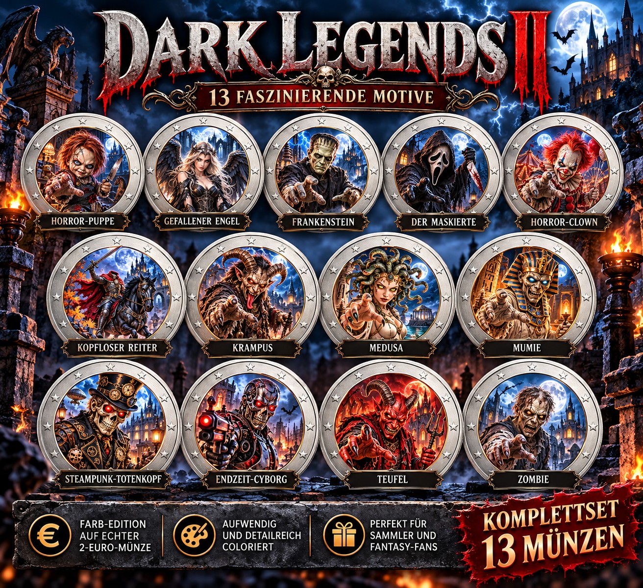SET "Dark Legends II" mit allen 13 Motiven