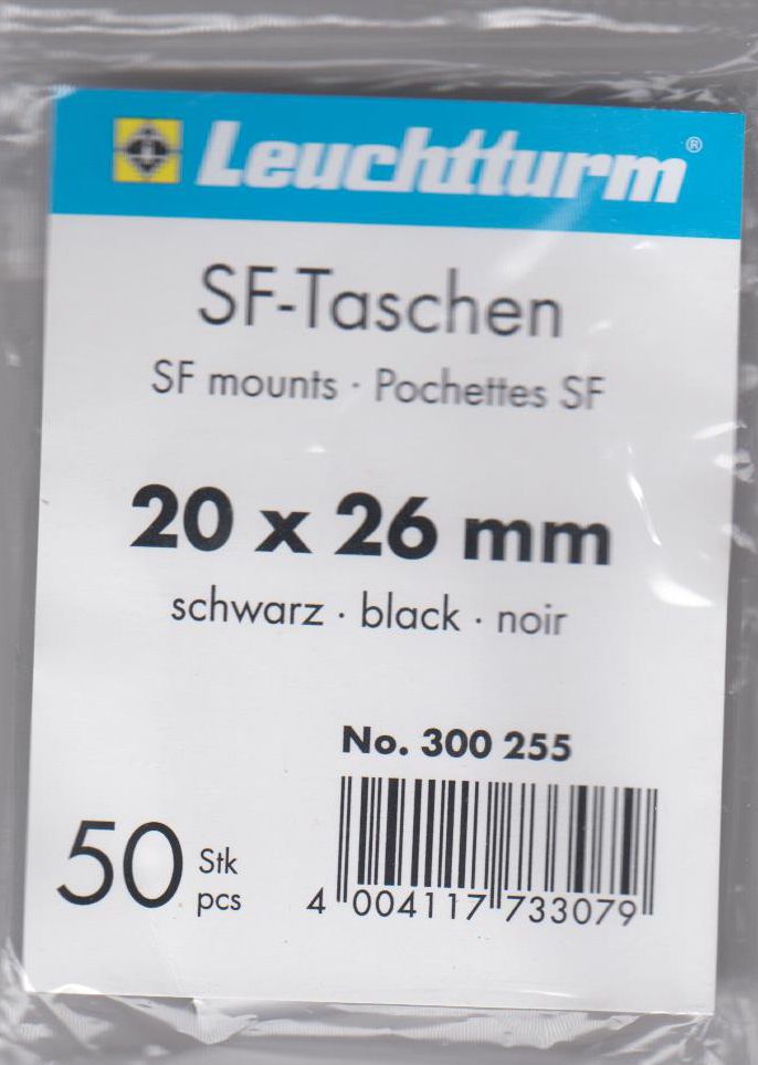Leuchtturm SF-Taschen, 50 Stück, 20 x 26 mm, schwarz