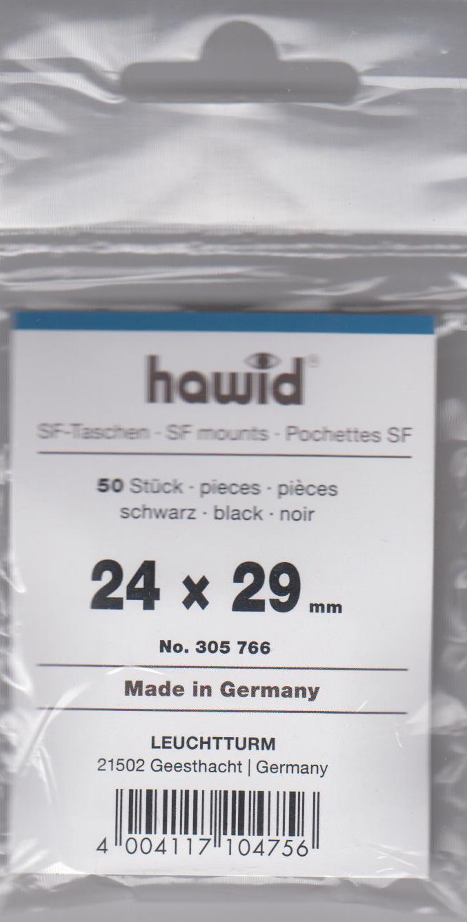 Leuchtturm SF-Taschen, 50 Stück, 24 x 29 mm, schwarz