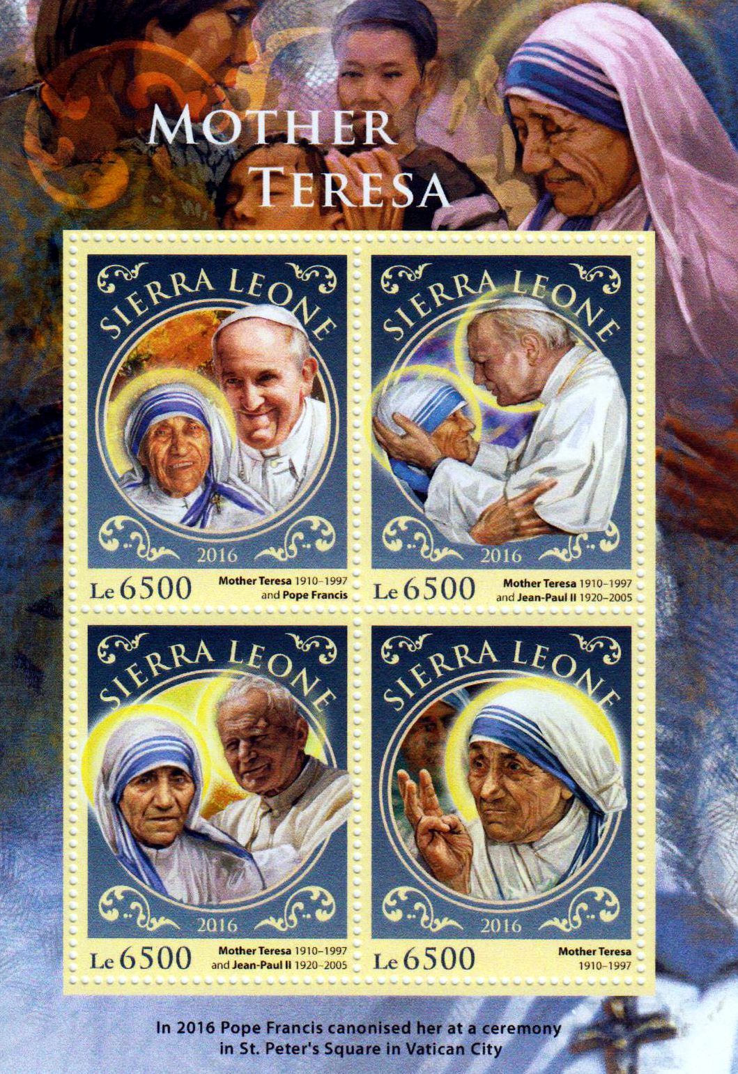 Mutter Teresa 2016, Papst Joh. Paul II, Papst Franziskus