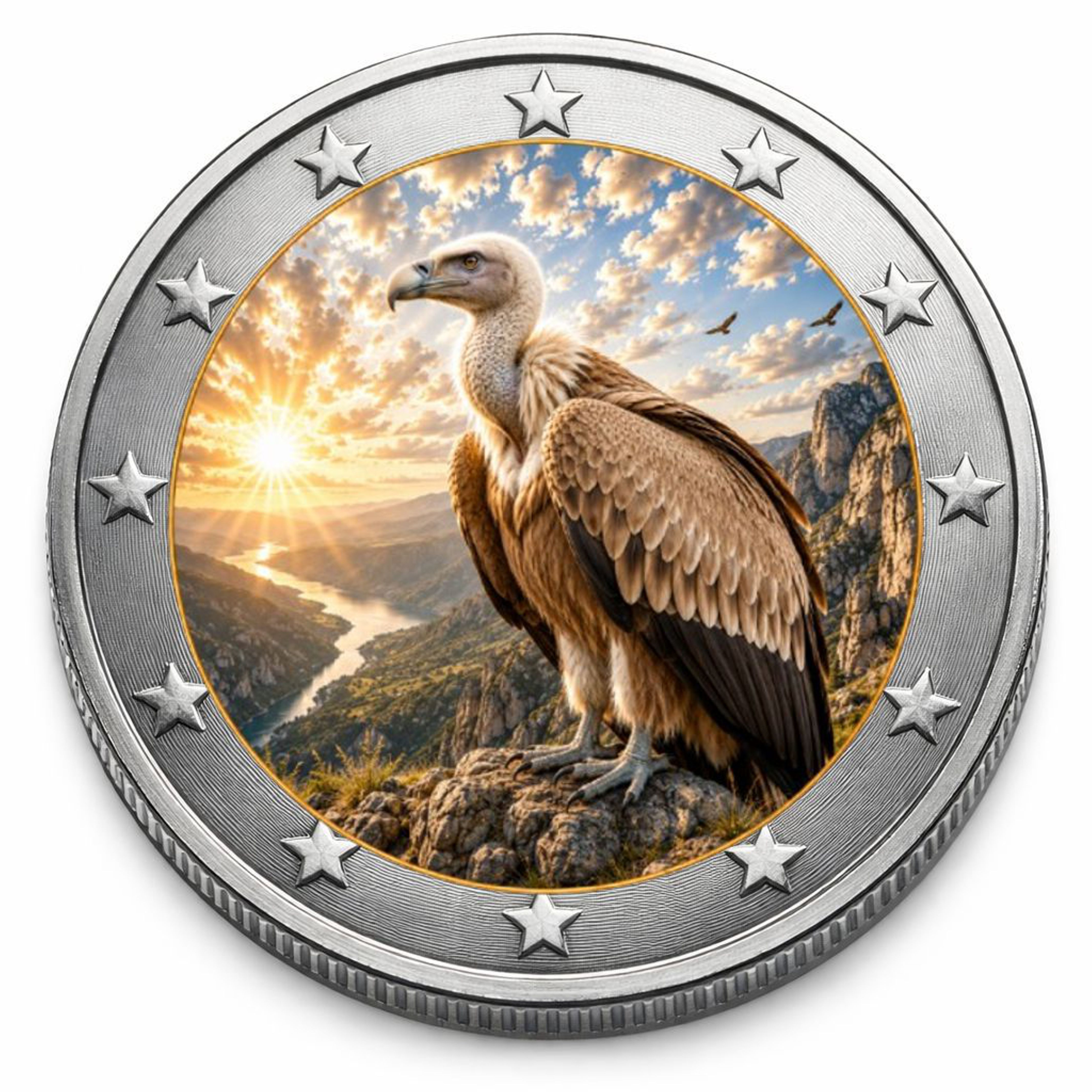 2 Euro Münze coloriert "Geier" 2026