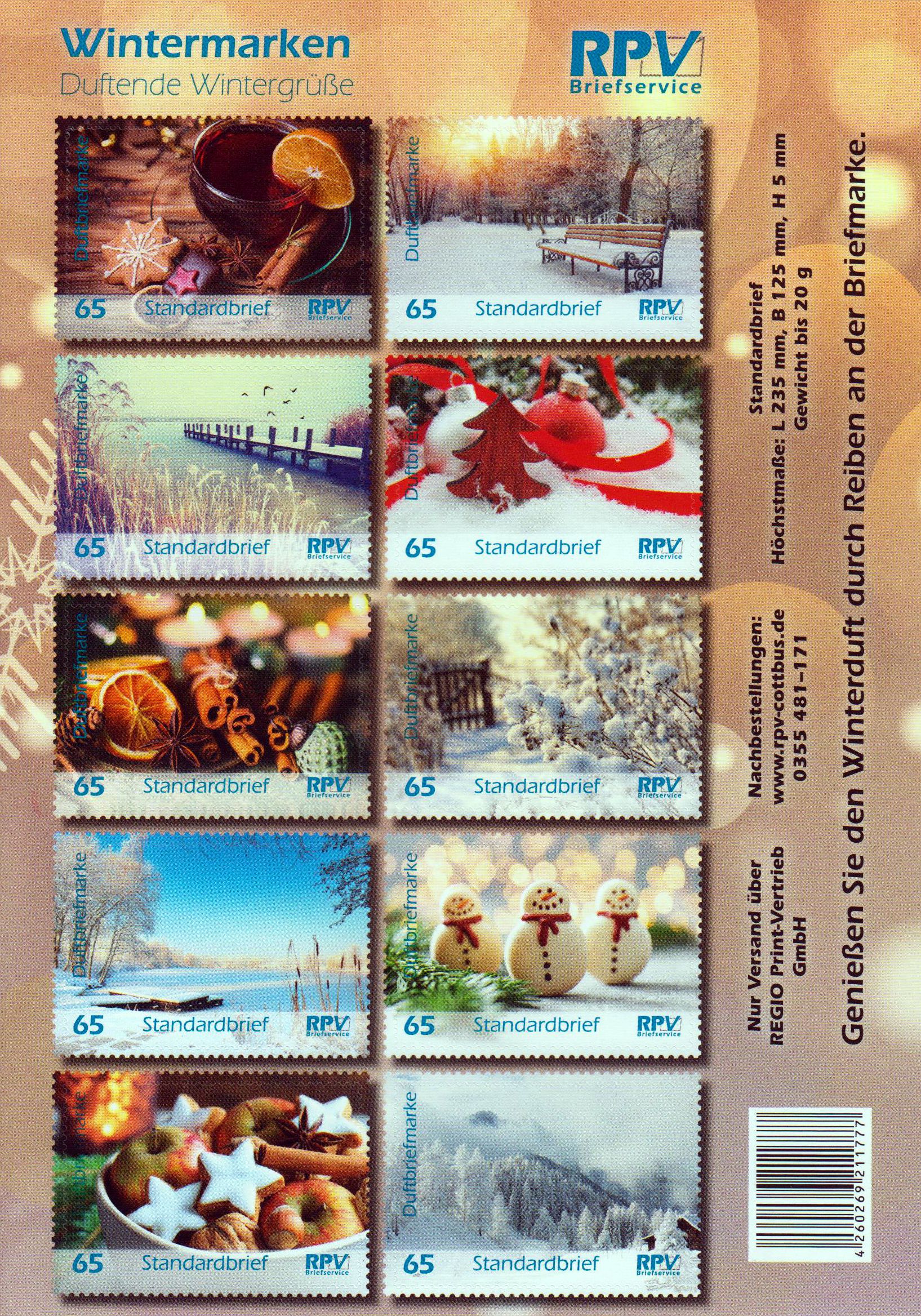Wintermarken 2018, Duftende Wintergrüße Duftmarken, sk, ET 1.11.2018