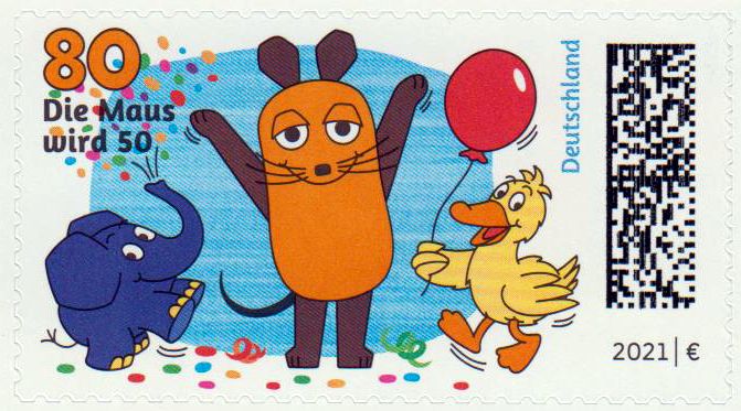 Sendung mit der Maus 2021, sk, Typ II, Bagel-Druck (Schnabel und Zunge glatt)