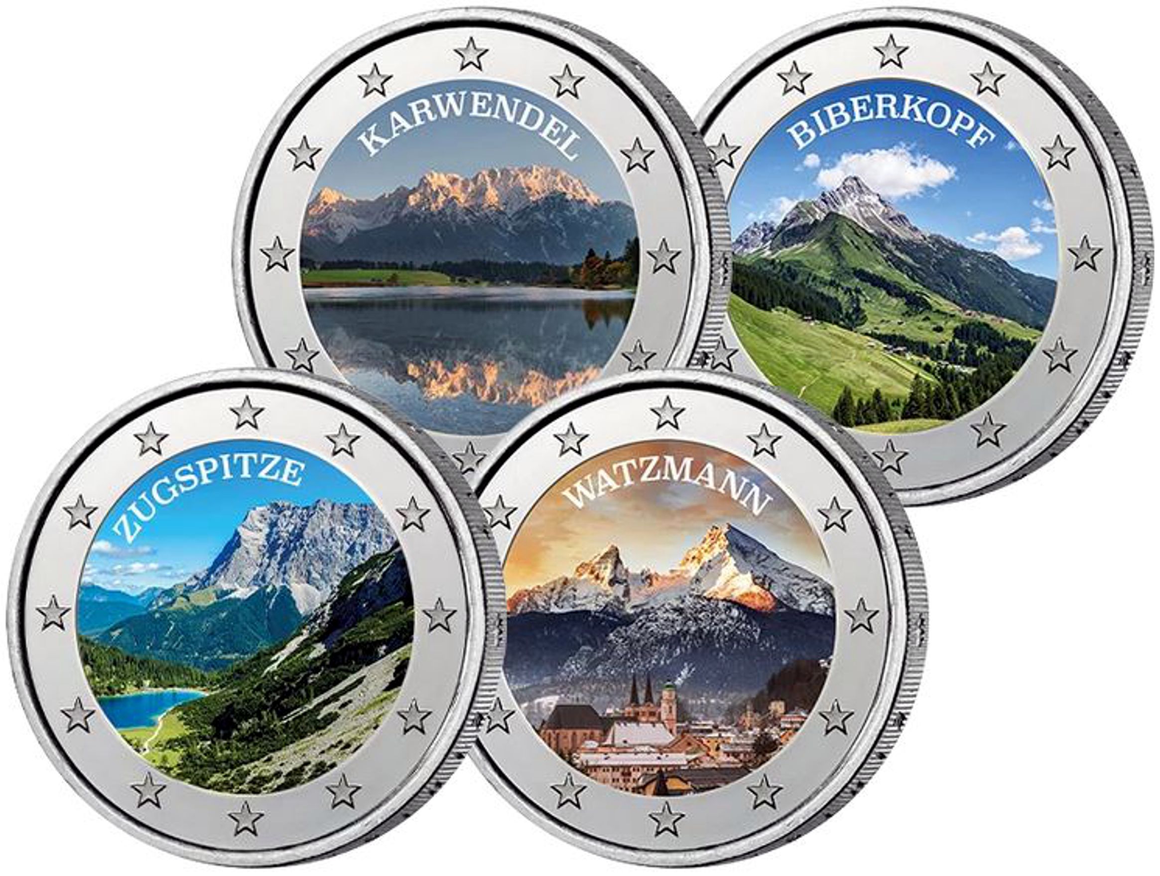 2 Euro Münzen-Set coloriert "Alpen Panoramen" 2025
