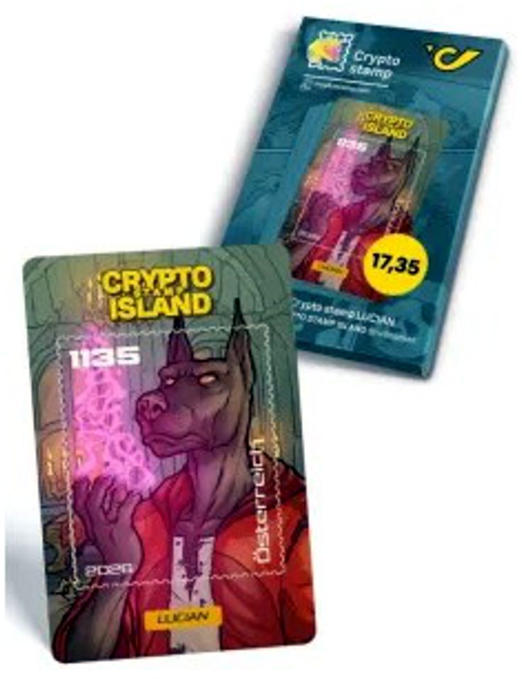 Block: Crypto Stamp Island, Lucian 2026, Farbe BLAU