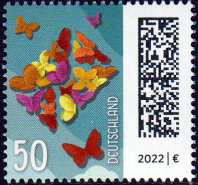 Dauer: Schmetterlingsbrief 2022 (50ct), mit rückseitiger Zählnummer