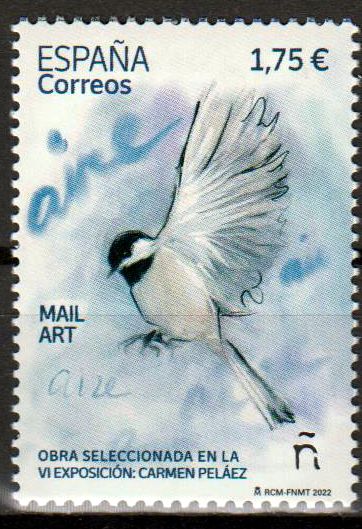 Carmen Peláz 2022, Mail Art Malerei, Vogel