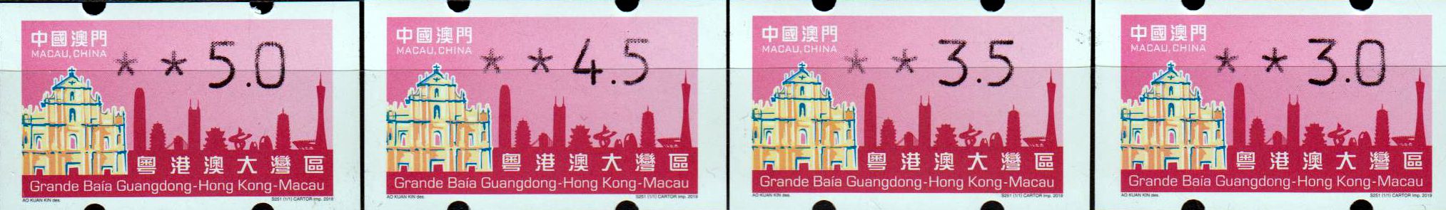 Gemeinschaftsausgabe China, Hongkong, Macau 2019, Typendruck (MO192200)