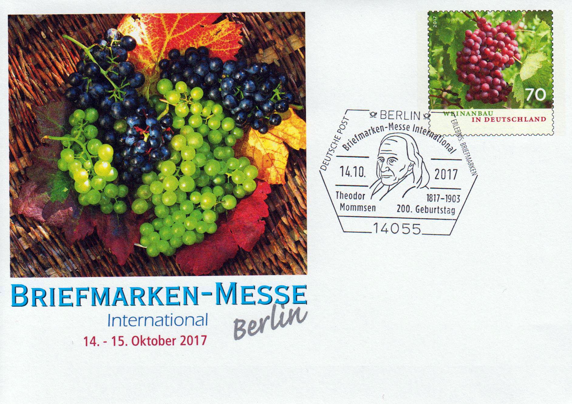 Briefmarken-Messe Berlin 2017, mit SSt "Theodor Mommsen", Berlin 14.10.17