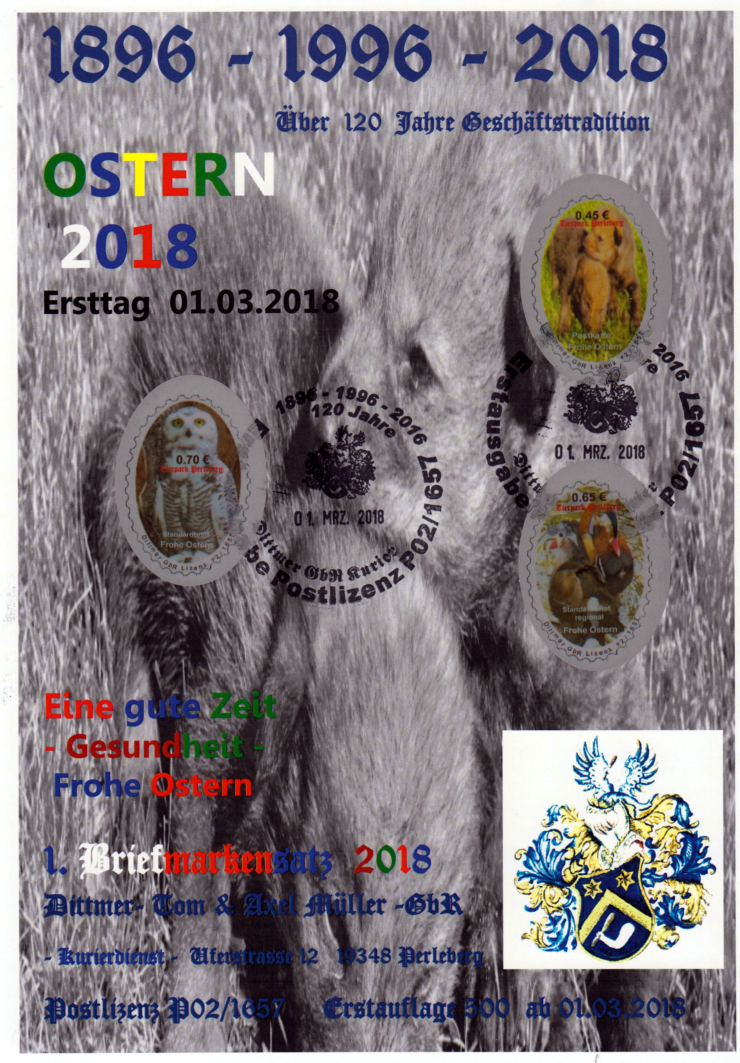 offizielle Ersttagskarte "Frohe Ostern 2018"