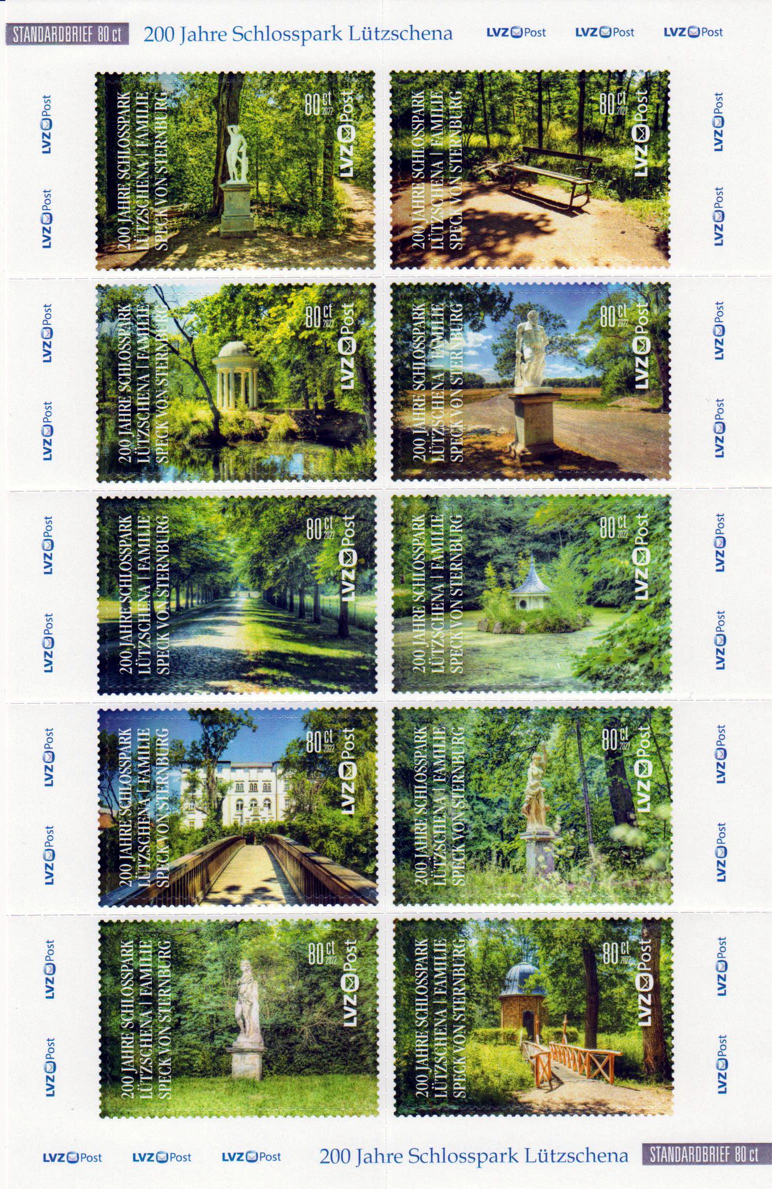200 Jahre Schlosspark Lützschena 2022, gestempelt