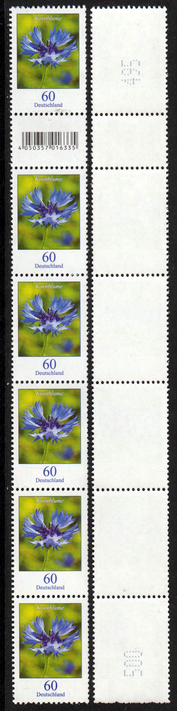 Dauer Kornblume 2019 große Nr 6er Streifen Rollenanfang EAN code 016335