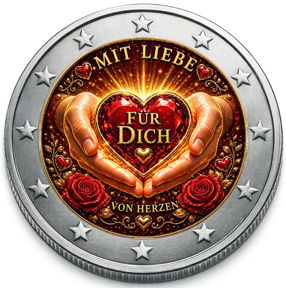 2 Euro Münze coloriert "Für Dich - Mit Liebe" 2026