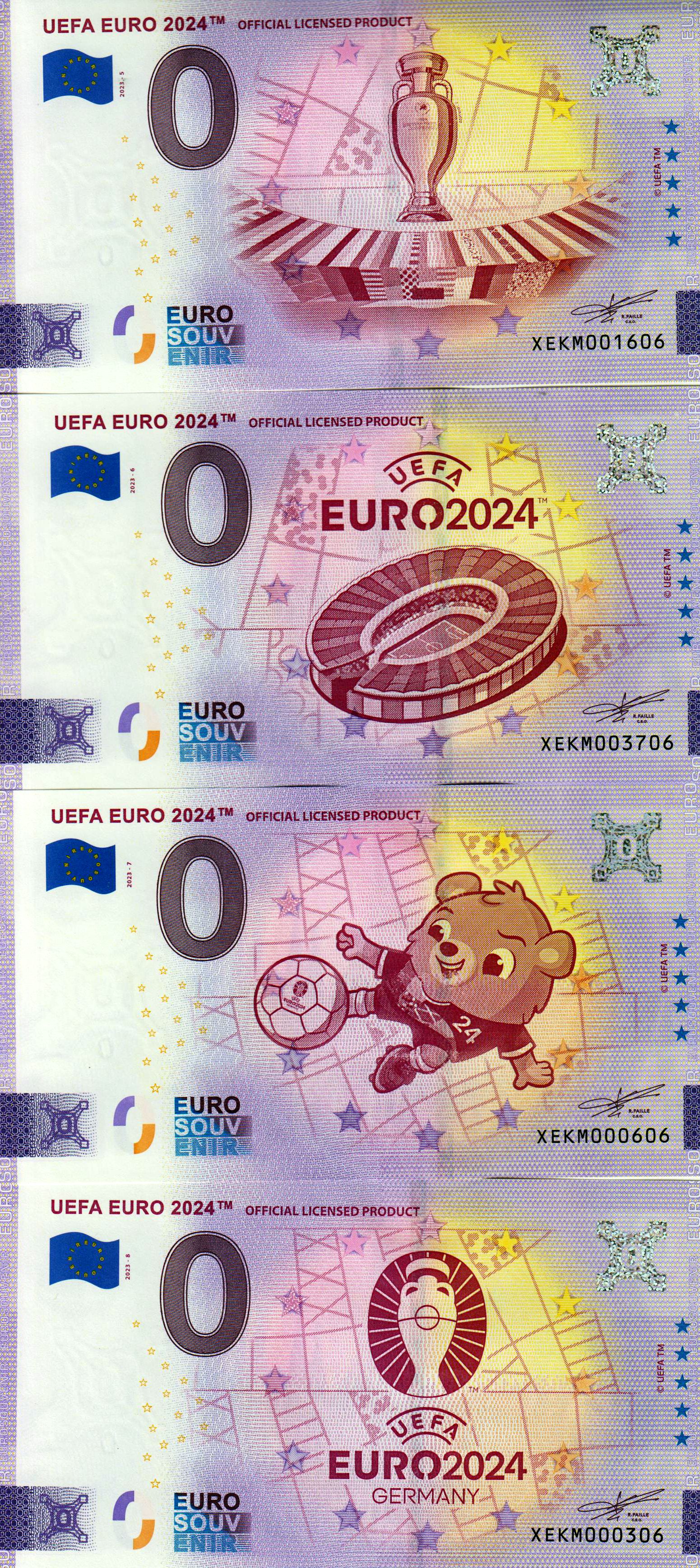 Komplett-Set "UEFA EURO 2024" mit allen 4 Scheinen 2023-5 bis 2023-8