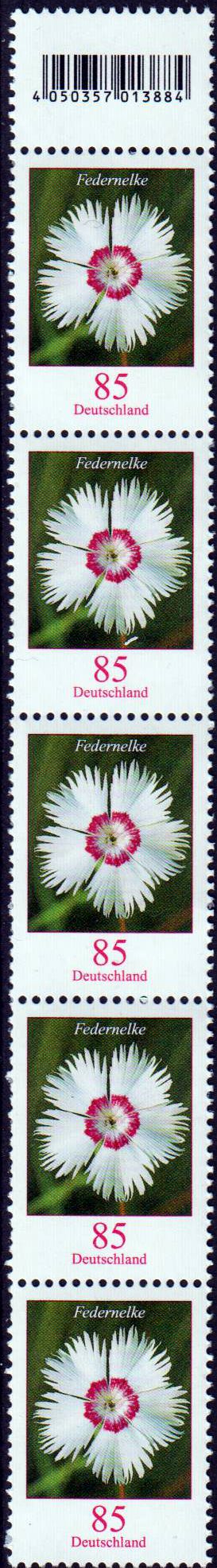 Dauer Blume, Federnelke, 85er, 5er-Streifen, mit Codemarke