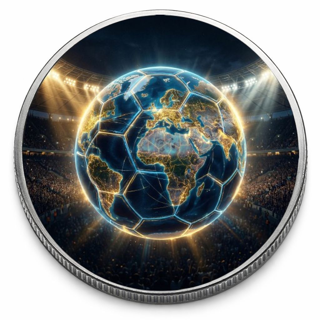 2 Euro Münze coloriert "Fußball-WM 2026" Stadion-Edition