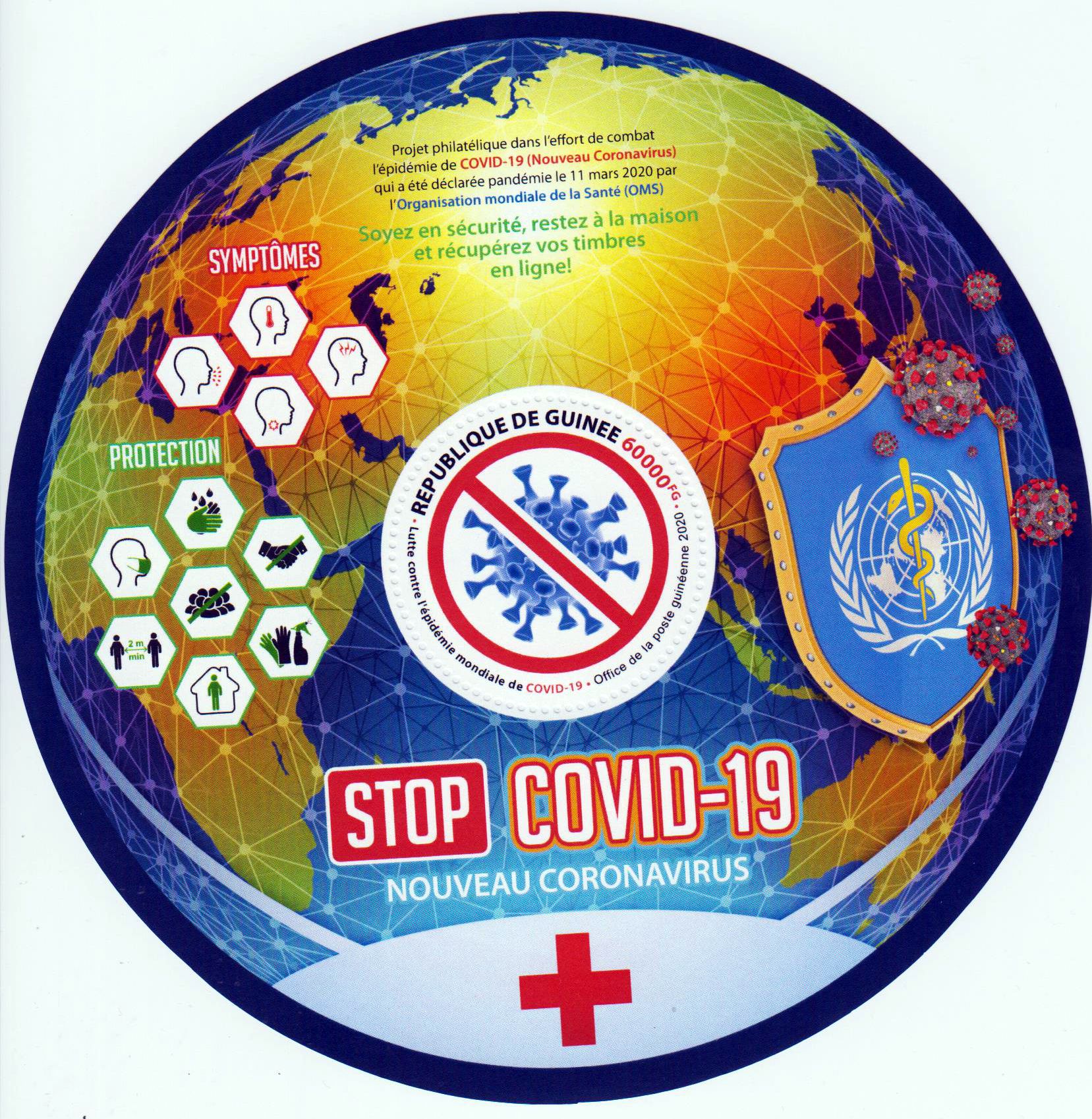 Block: STOP COVID-19 2020, Corona, rund