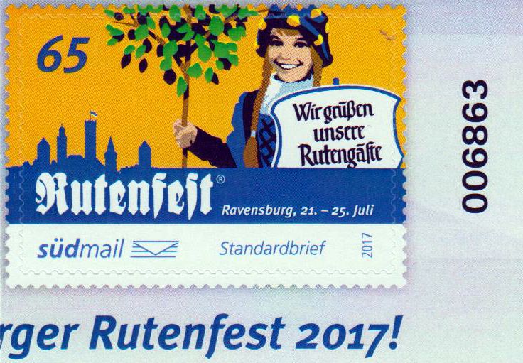 Ravensburger Rutenfest 2017 sk Eckrandstück mit schwarzer Bogennummer