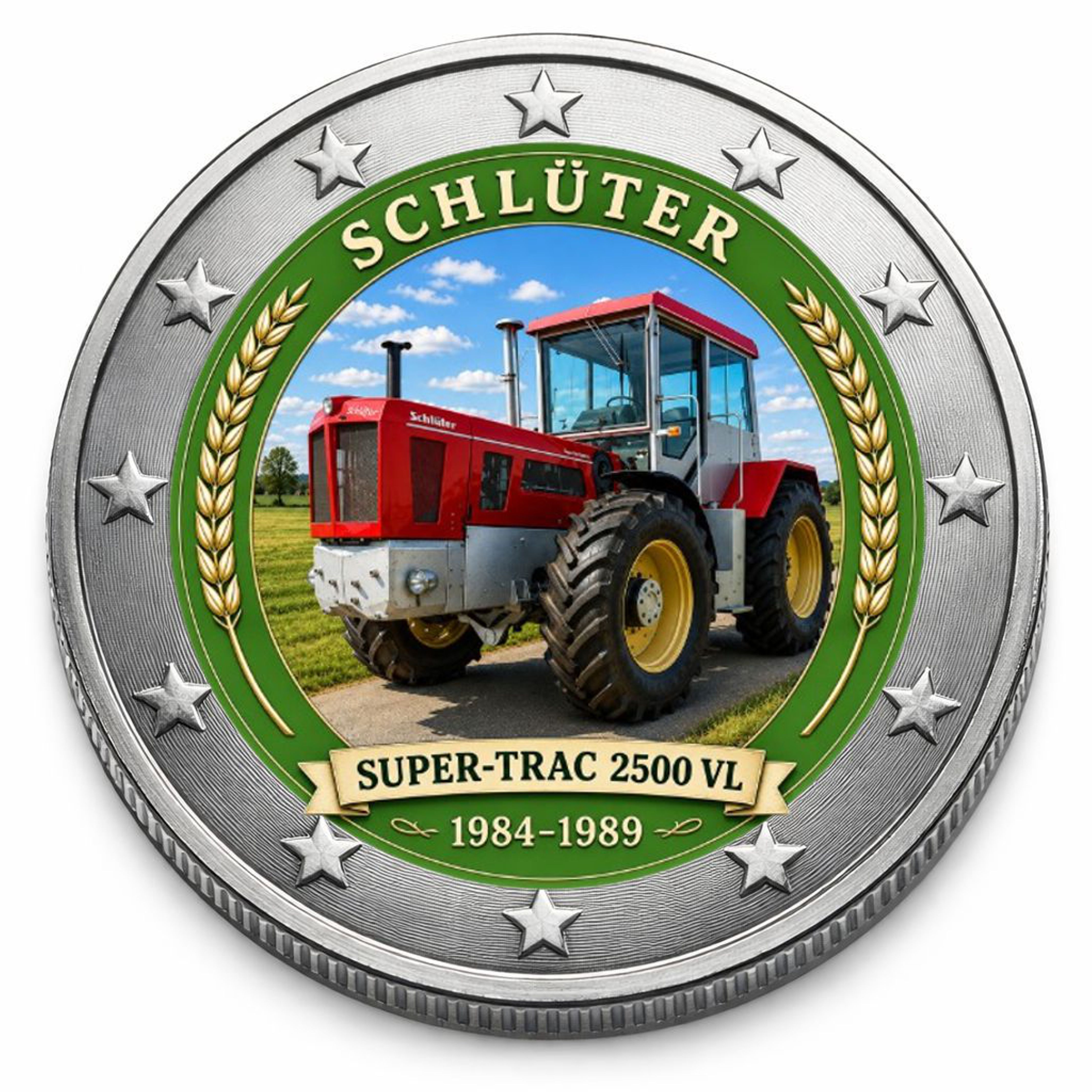 2 Euro Münze coloriert "Traktoren - Schlüter  Super-Trac 2500 VL"
