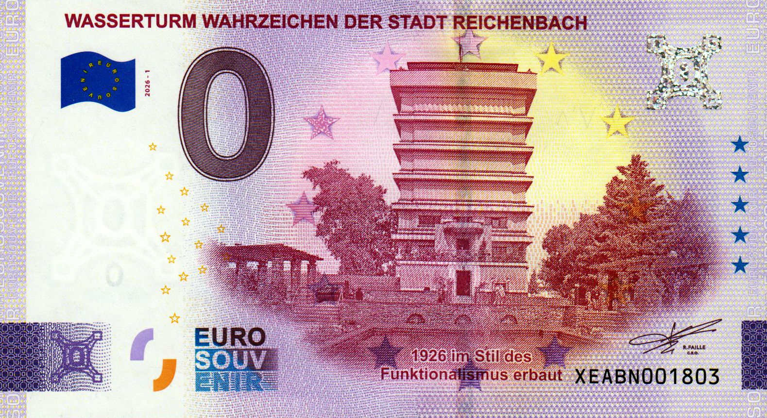Wasserturm Wahrzeichen der Stadt Reichenbach 2026-1, Silber