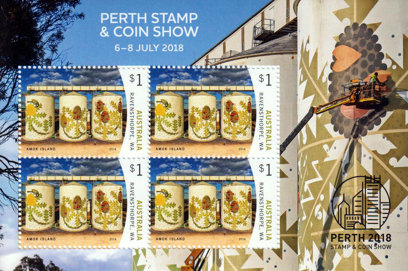 Block: Perth Stamp & Coin Show 2018, Kunst auf Silos